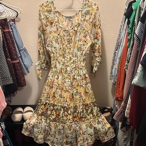 Elegant Long Sleeve Floral Dress